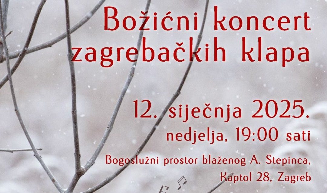 Božićni koncert zagrebačkih klapa, 12. 1. u 19, Kaptol 28