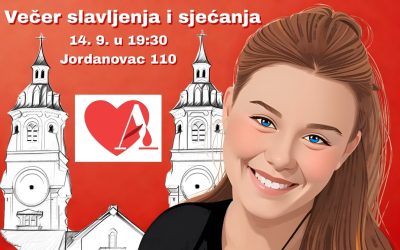 Večer slavljenja i sjećanja – nedjelja, 14. 9. u 19:30, Jordanovac 110